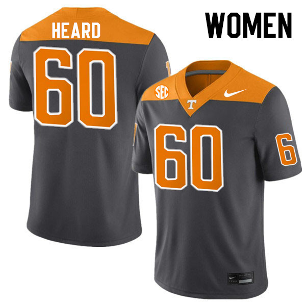 Women #60 Jeremias Heard Tennessee Volunteers College Football Jerseys Stitched-Anthracite